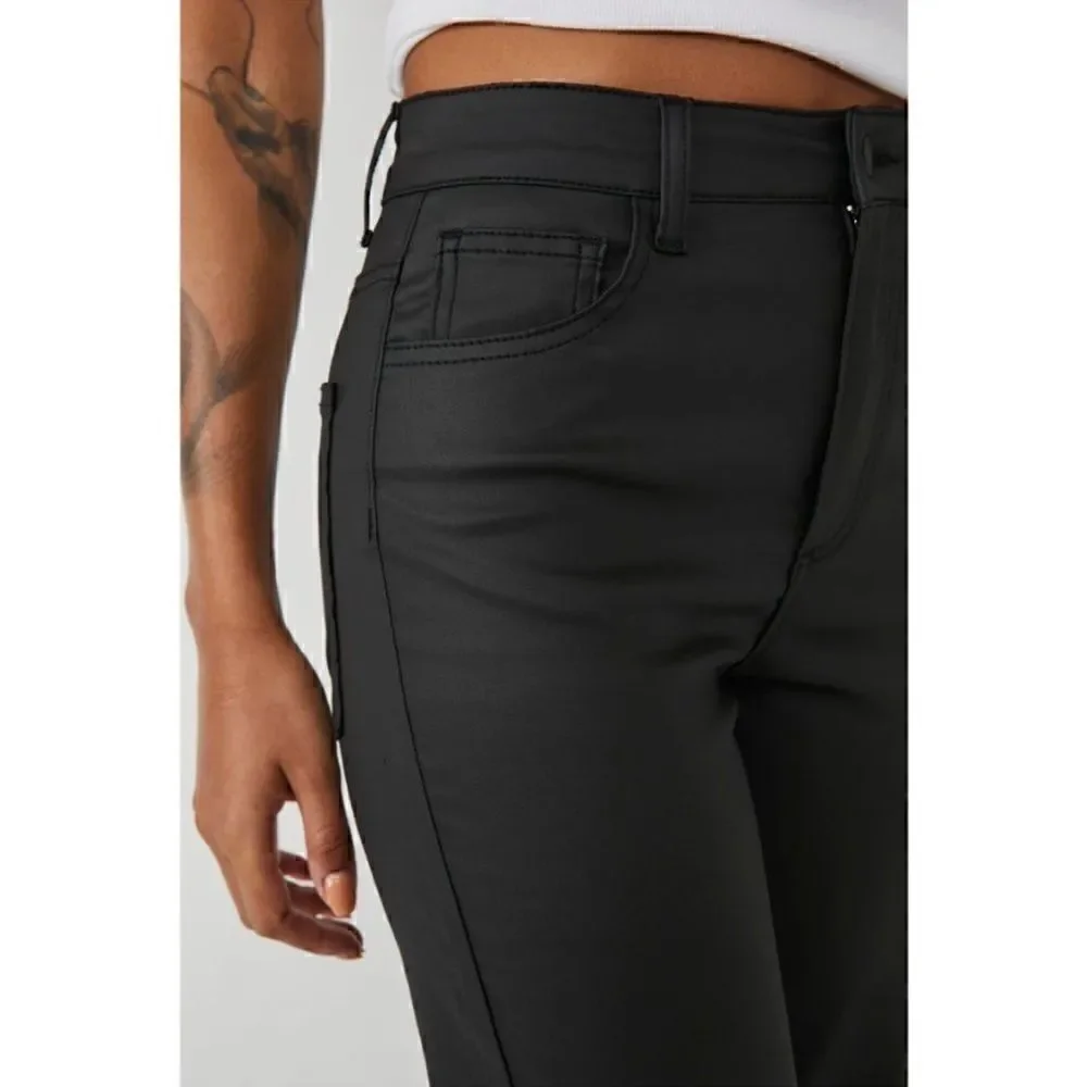 Free People Pacifica coated straight leg jeans in black - Picture 9 of 16